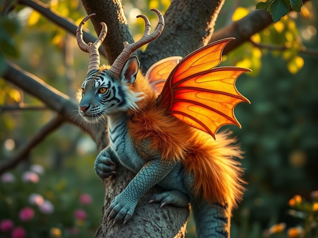 Midnight Dragon-Tiger Embarks on a Whimsical Garden Adventur...