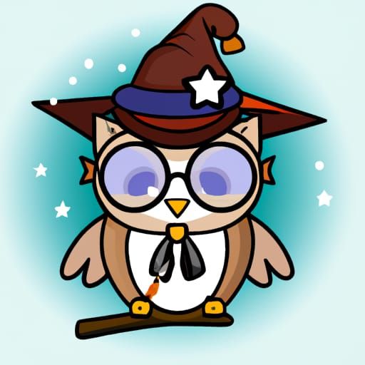 Cute Wizard Owl Cartoon Character