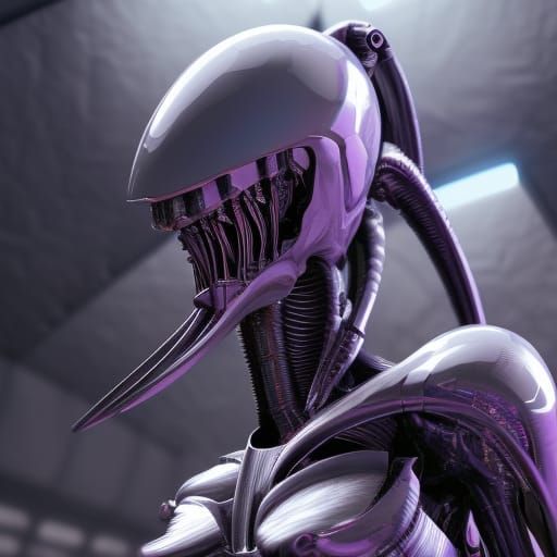 Gynoid Queen on Alien World in Sci-Fi Style