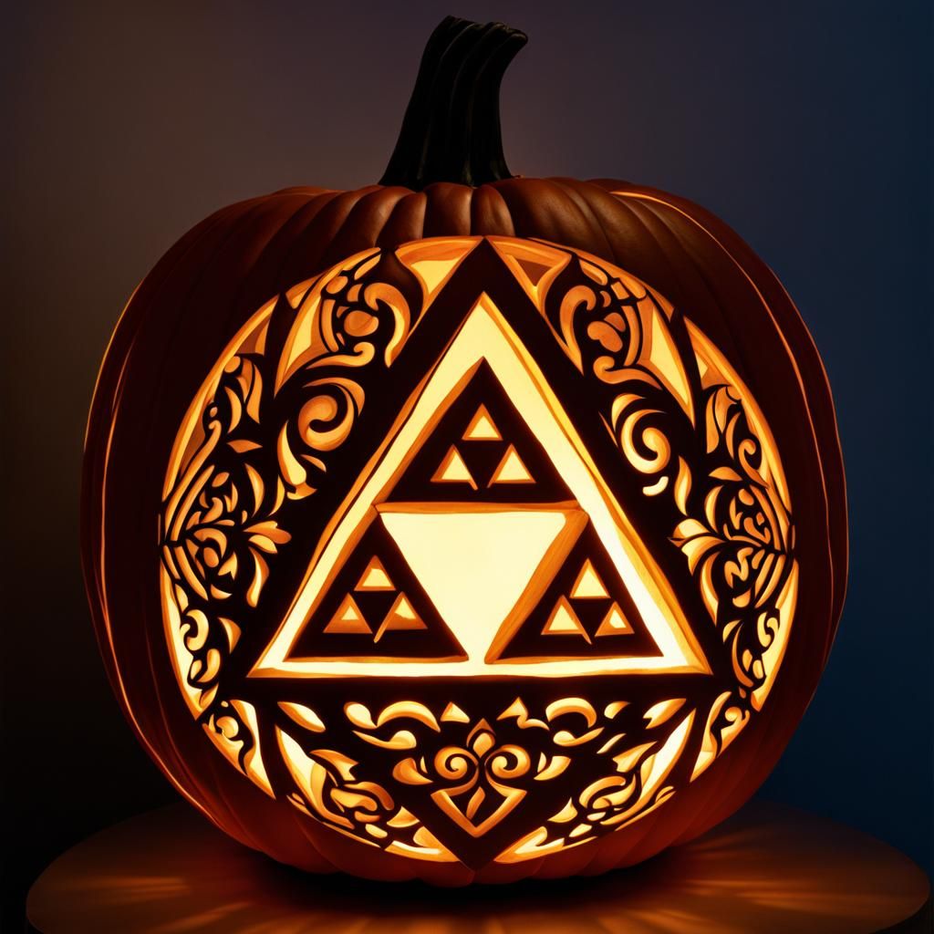 Realistic Triforce Pumpkin Carving with Filigree