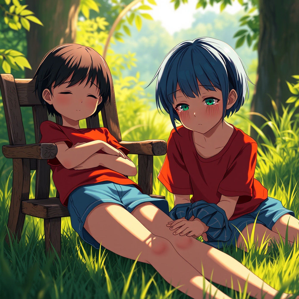 Two Girls in Anime Style, Serene and Emotional