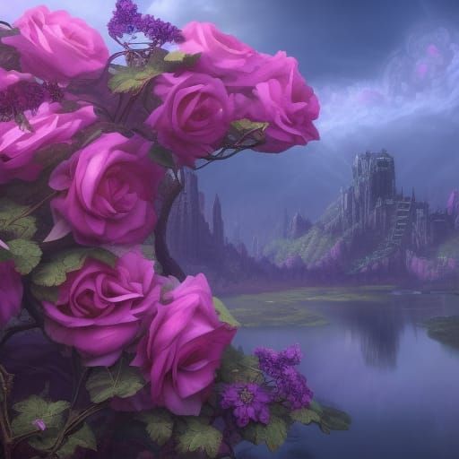 Fantastical Rose of Sharon Digital Painting