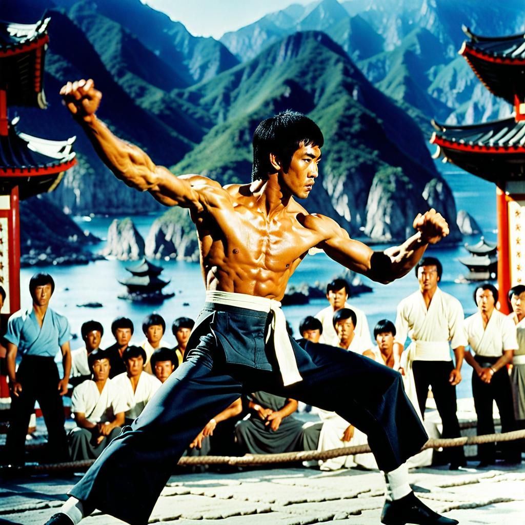 Bruce Lee in Intense Kung Fu Action Scene