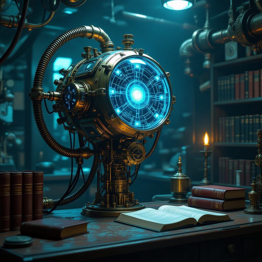 Steampunk Mother Brain in Victorian Laboratory