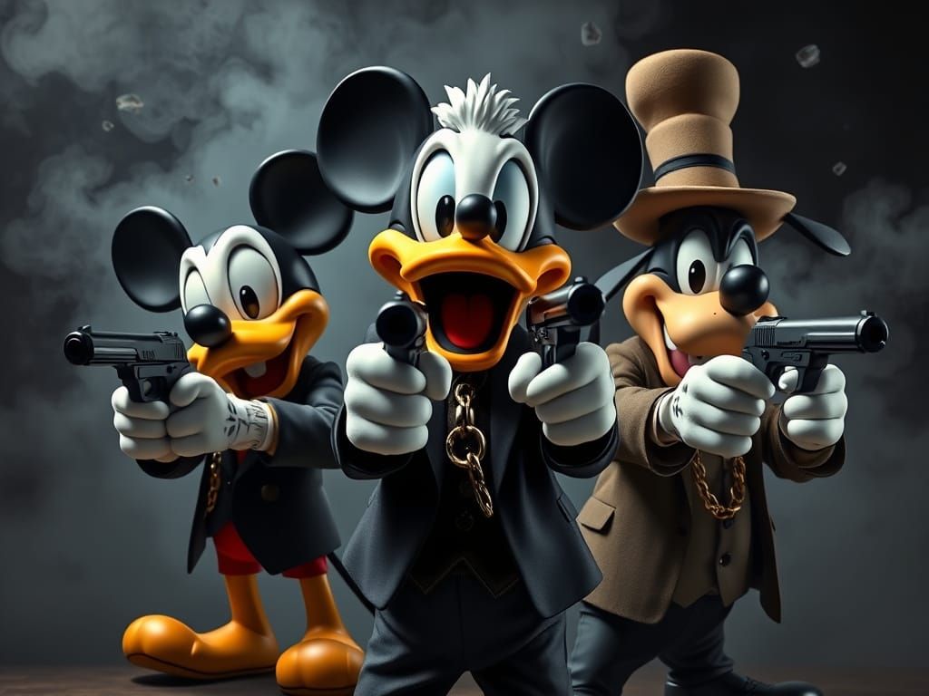 Mickey, Donald, and Goofy as Mafia in Deep Colors