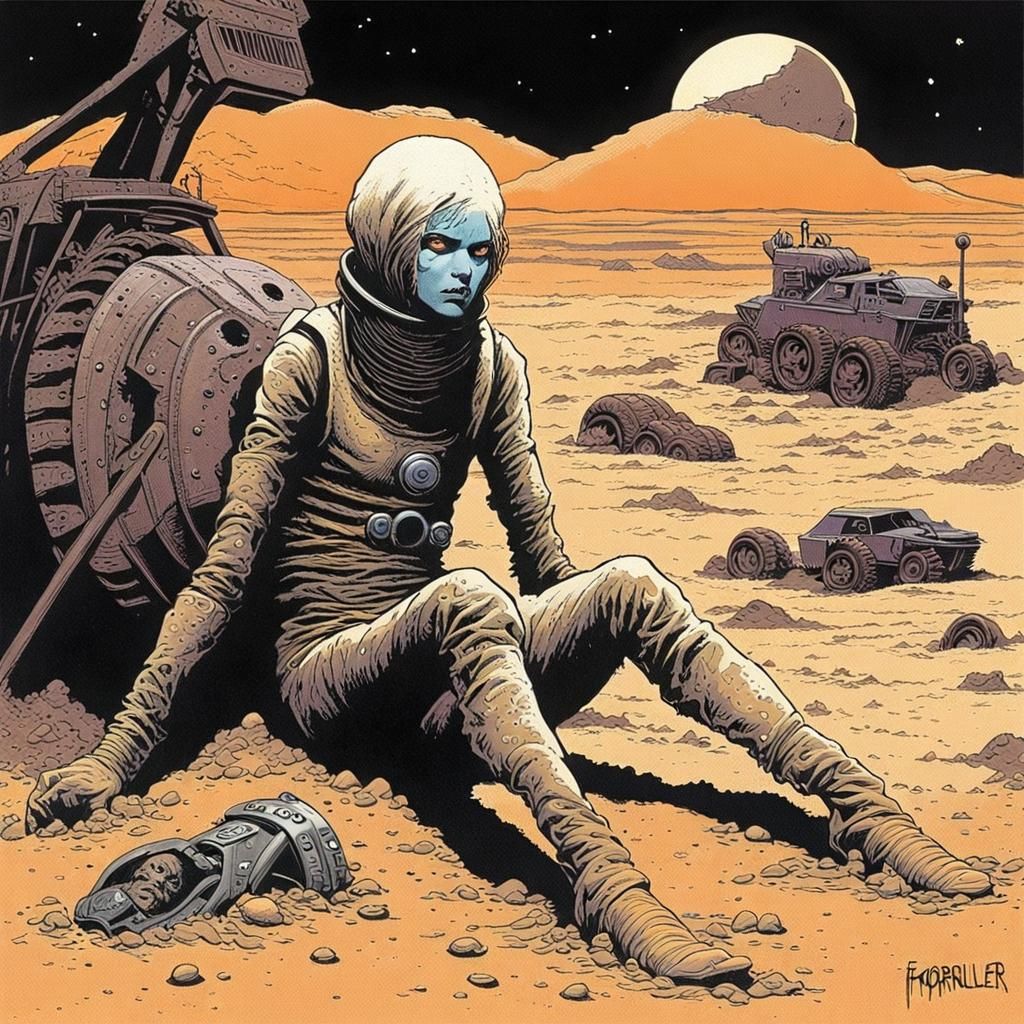 Ragdoll in Martian Ruins: Sci-Fi Horror Portrait