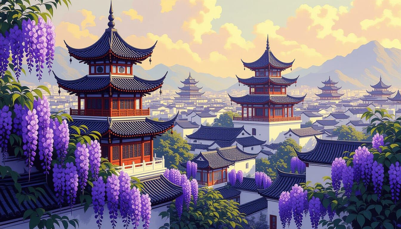 Hyperrealistic Chinese Cityscape in Song Dynasty Ink Style