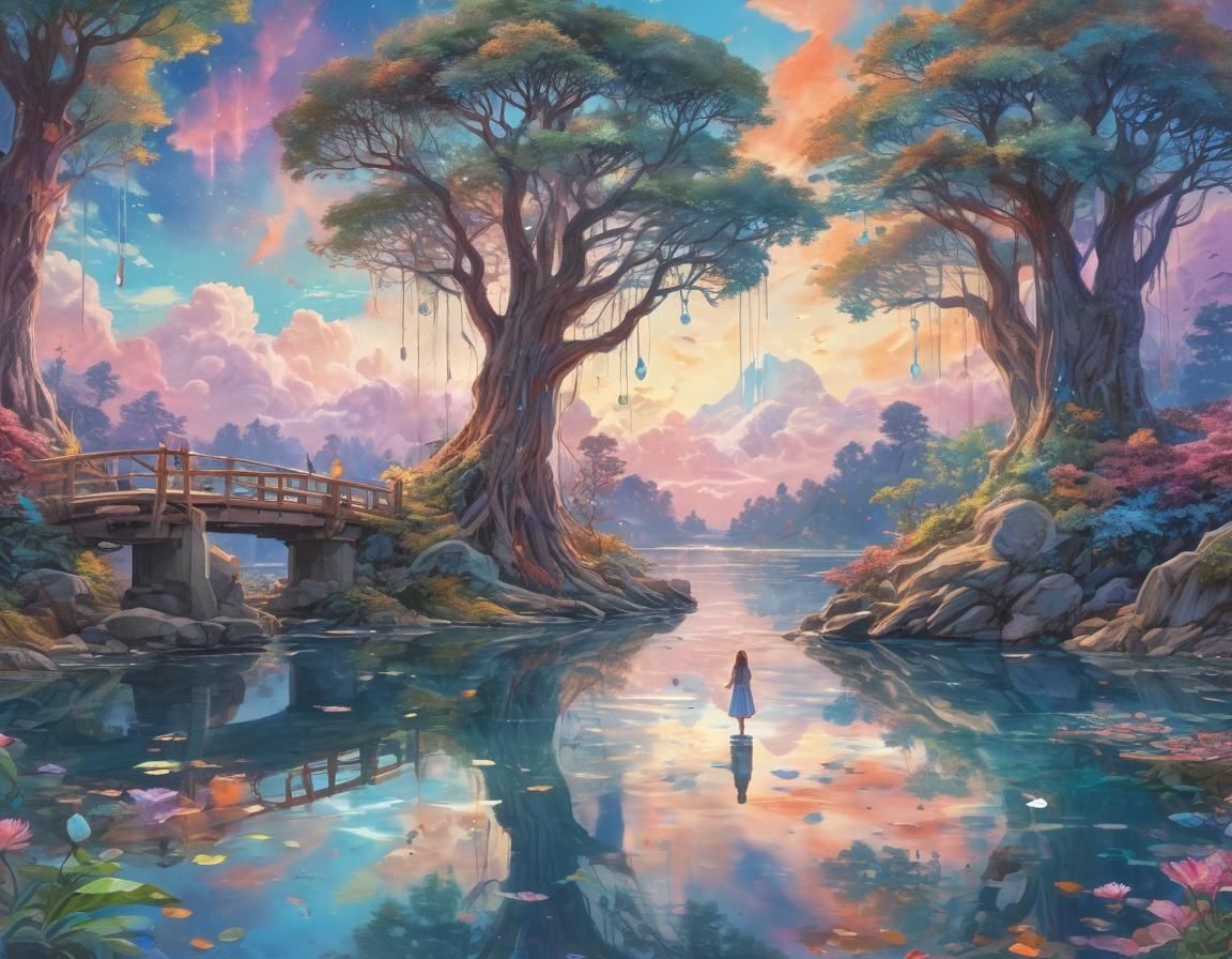 Dreamy Whimsy Realms in Vibrant Watercolor