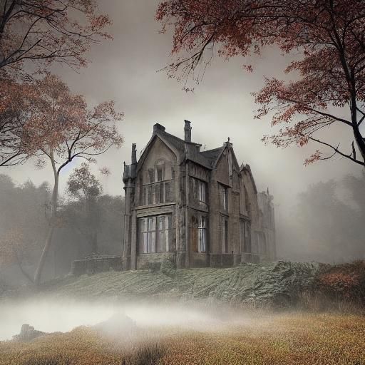 Wuthering Heights: Gothic Mansion in Autumn Mist