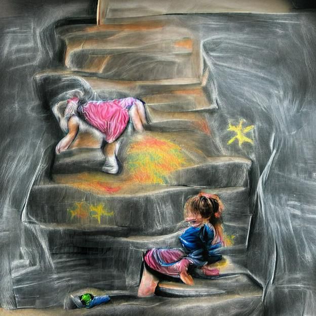 Chalk and Charcoal Drawing of a Fall