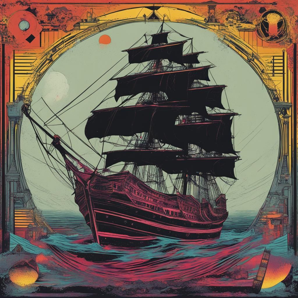 The Black Pearl Pirate Ship: Pop Art Tarot Card