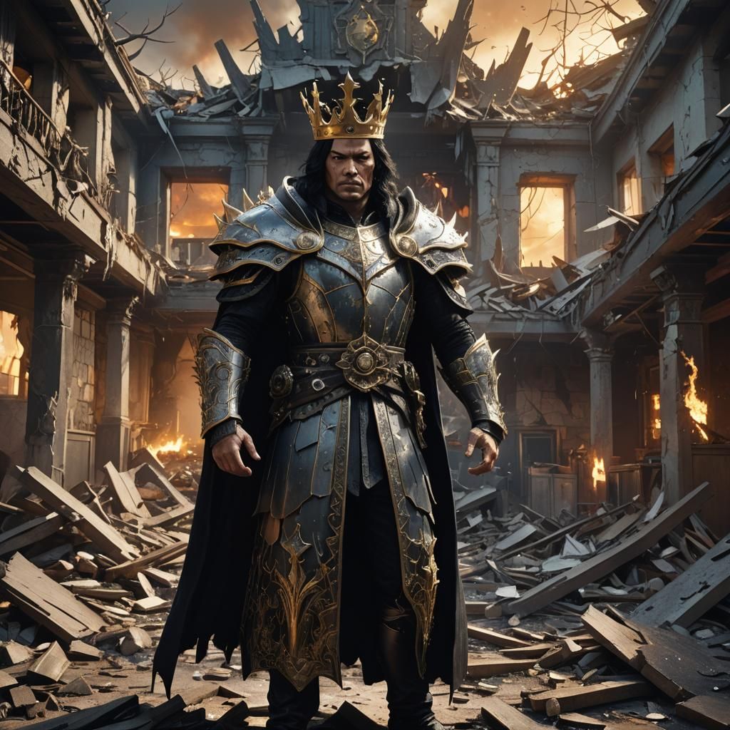 Evil King with White Crown in Dark Fantasy Art