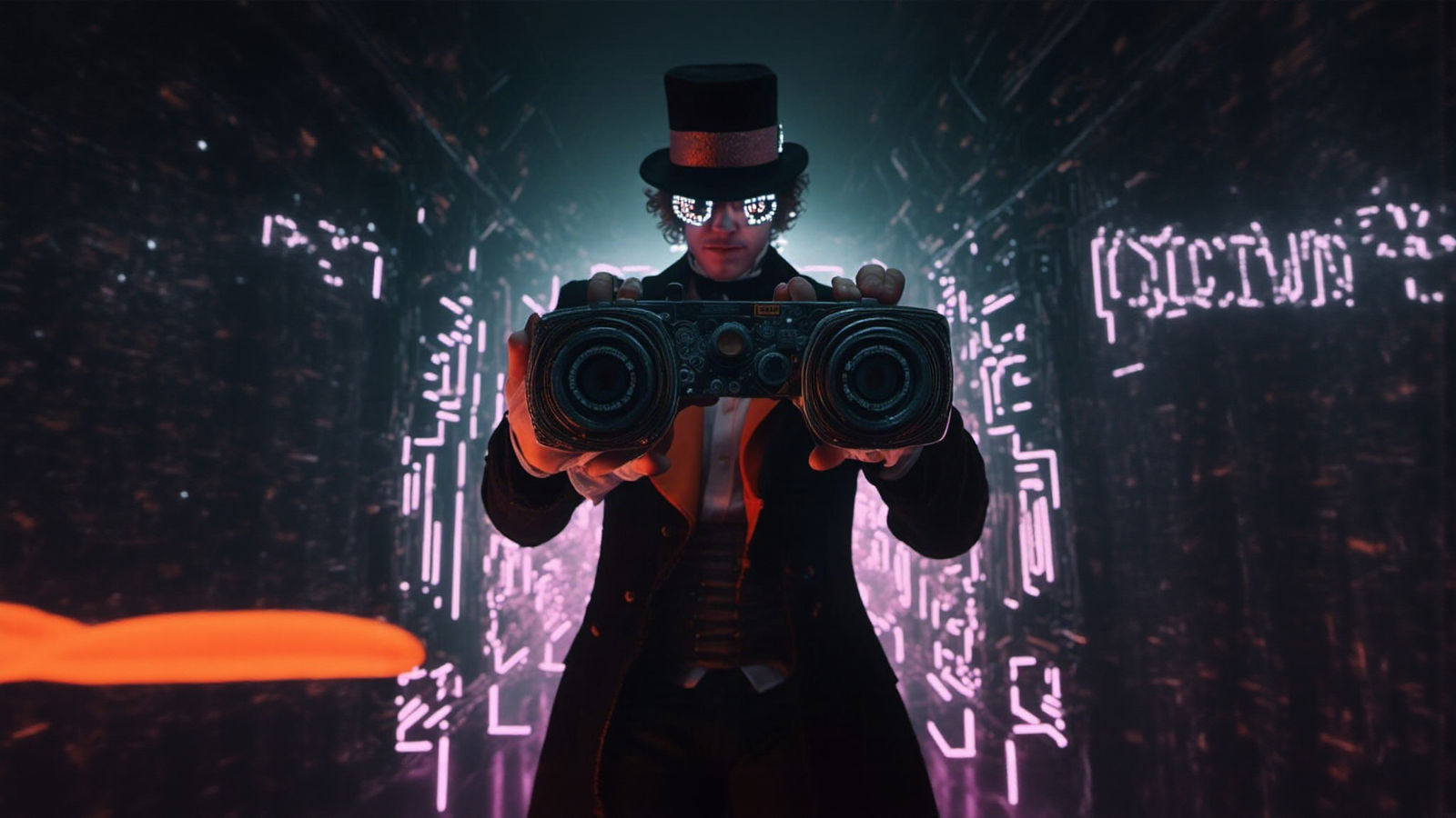 A Clockwork Orange in Synthwave Neon Style