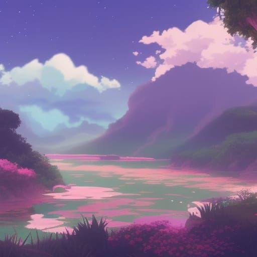 Lush Anime Landscape Inspired by Studio Ghibli