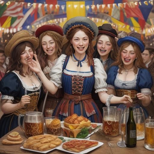 Oktoberfest Maiden in Expressionist Style