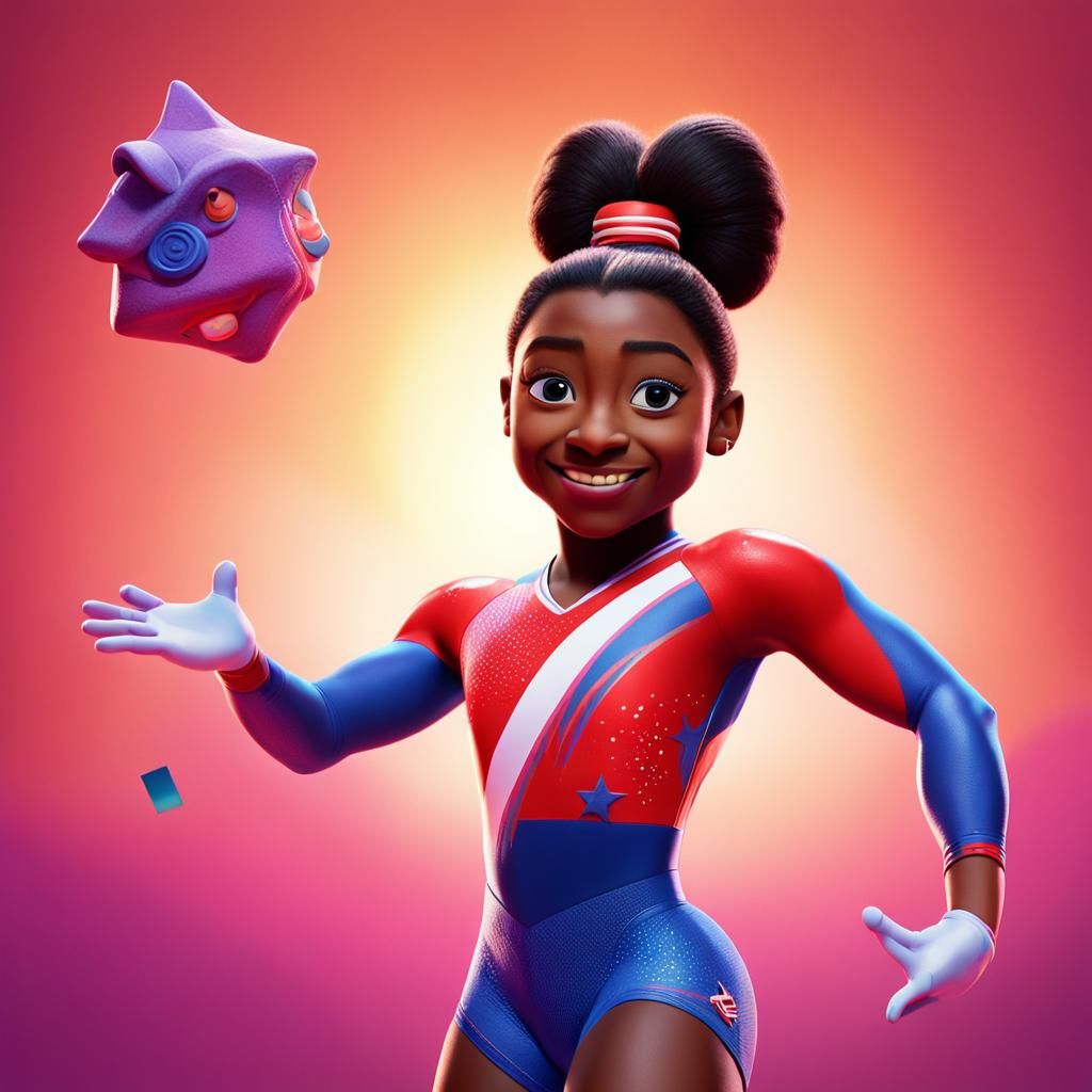 Simone Biles as a Disney Pixar 3D Character