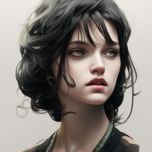 Noir Portrait of Smiling Figure in Hyperdetailed Style