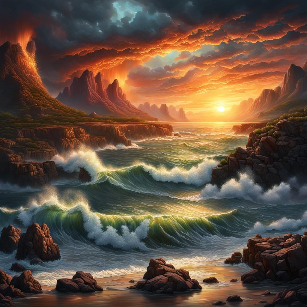 Epic Cinematic Digital Painting of Nature's Fury