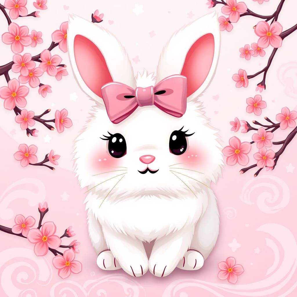 Surreal Kawaii Bunny in Pastel Wonderland
