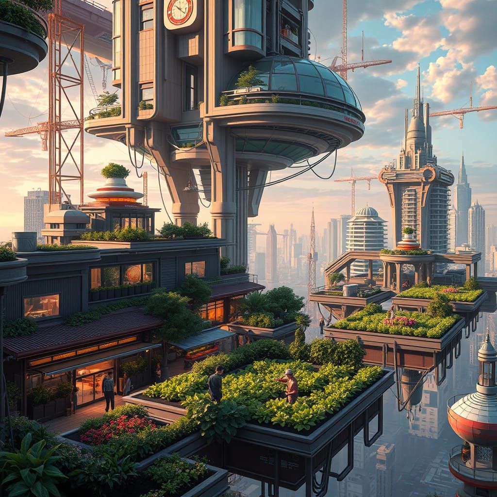 Eco-Utopian Cityscape in Solarpunk Style