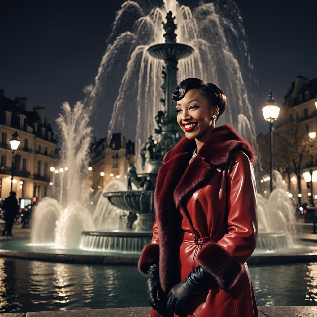 Josephine Baker in Noir Paris, Hyperrealistic Photo