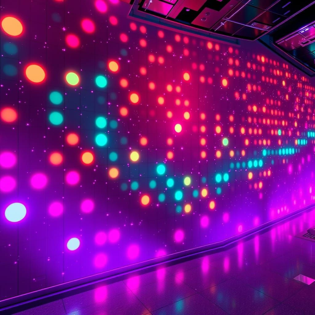 Futuristic Space Wall with Glowing Polka Dots