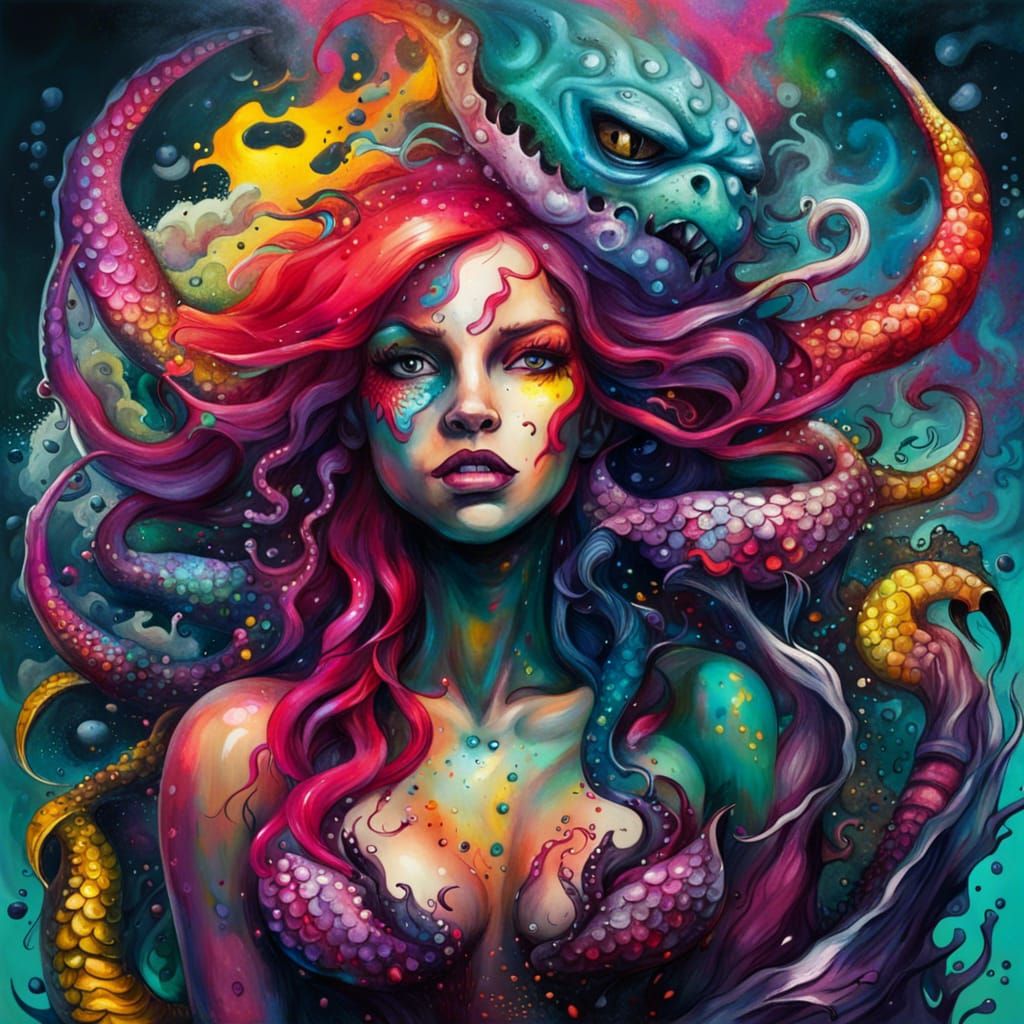 Graffiti Art: Evil Mermaid and Good Kraken