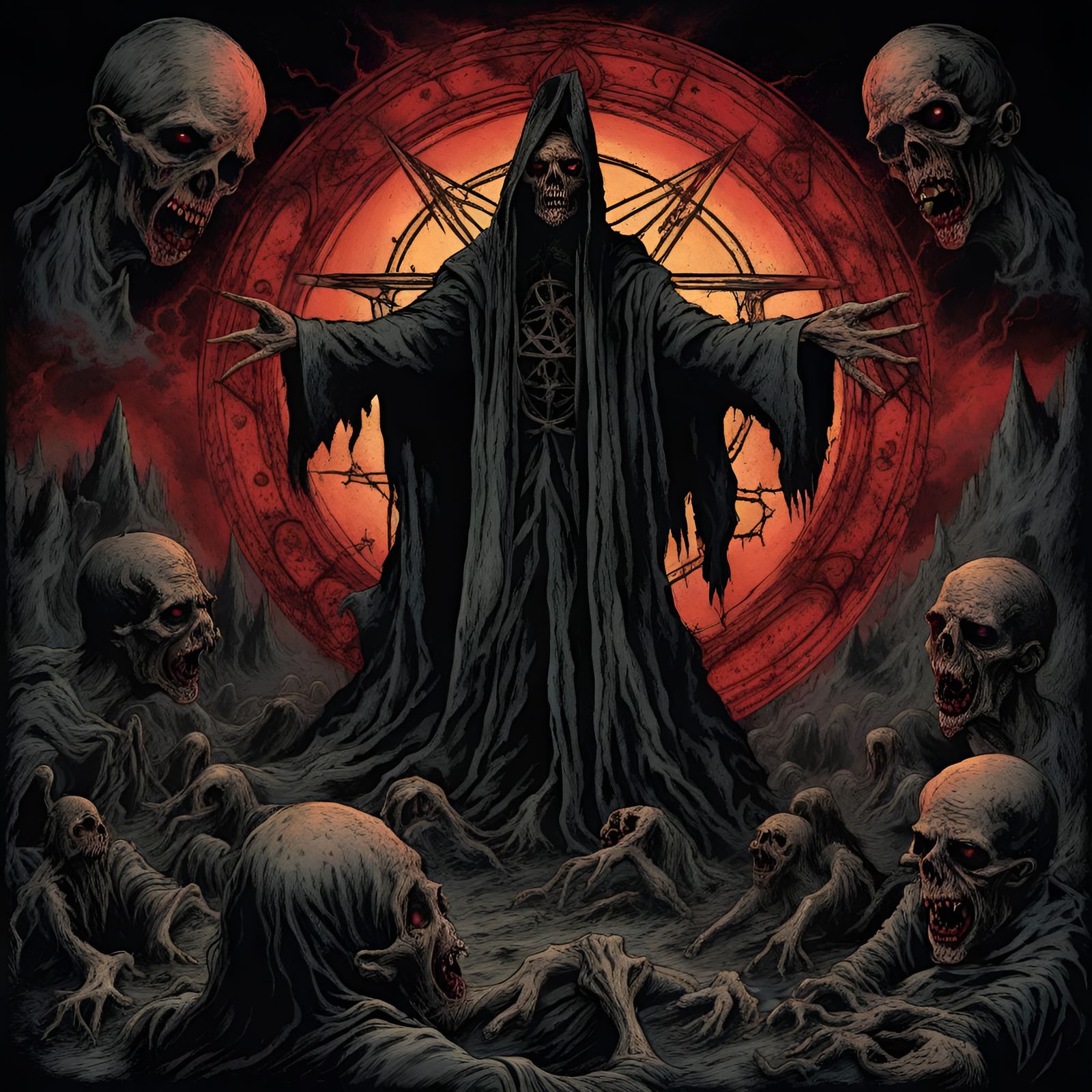 Zombie Armageddon: Creepy Black Metal Illustration