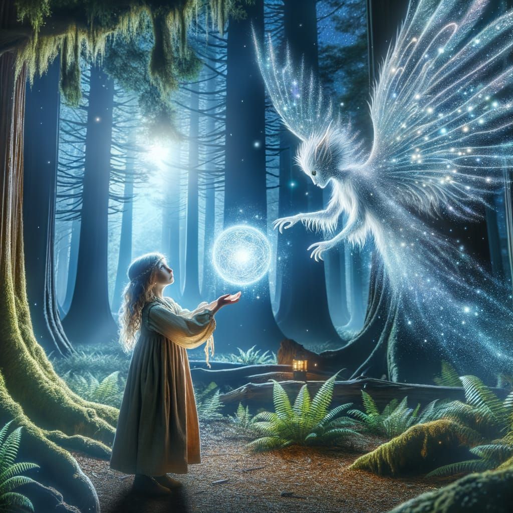 Enchanting Fairy Gift in Illuminated Forest Glade