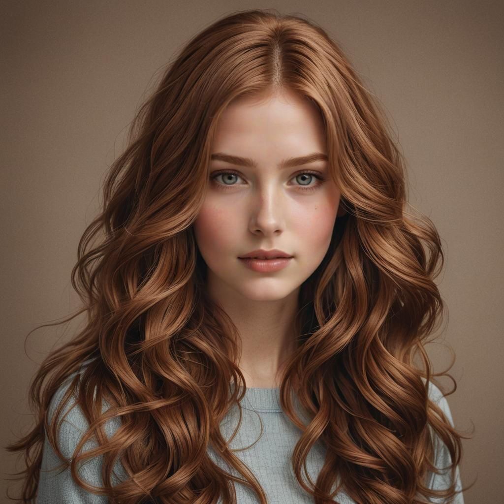 Radiant Portrait of a Young Woman with Wavy Hair