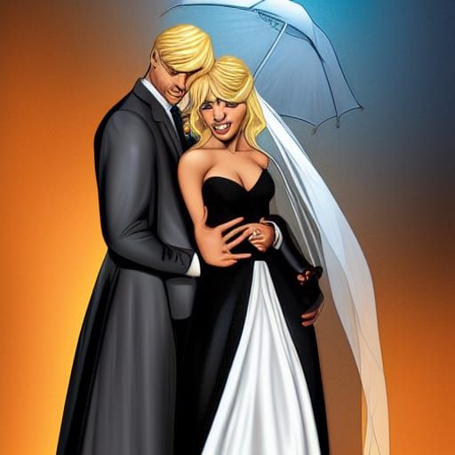 Latina Woman in Black Dress, Comic Book Art