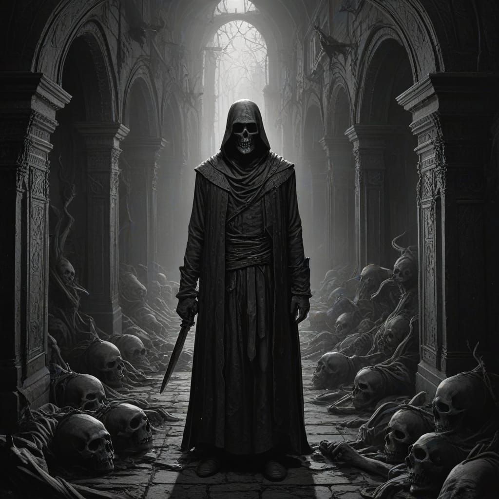 Haunting Lost Souls in Engraving Style