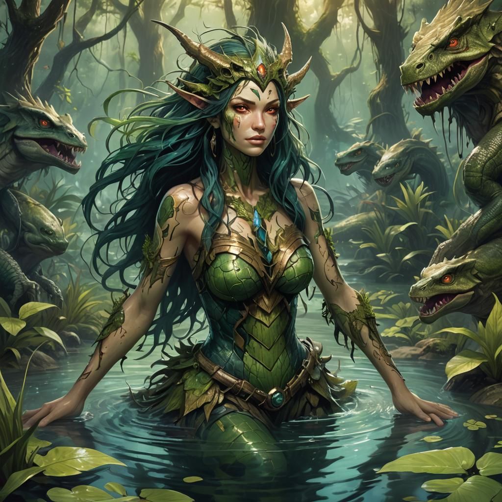 Hyperrealistic Swamp Siren Concept Art