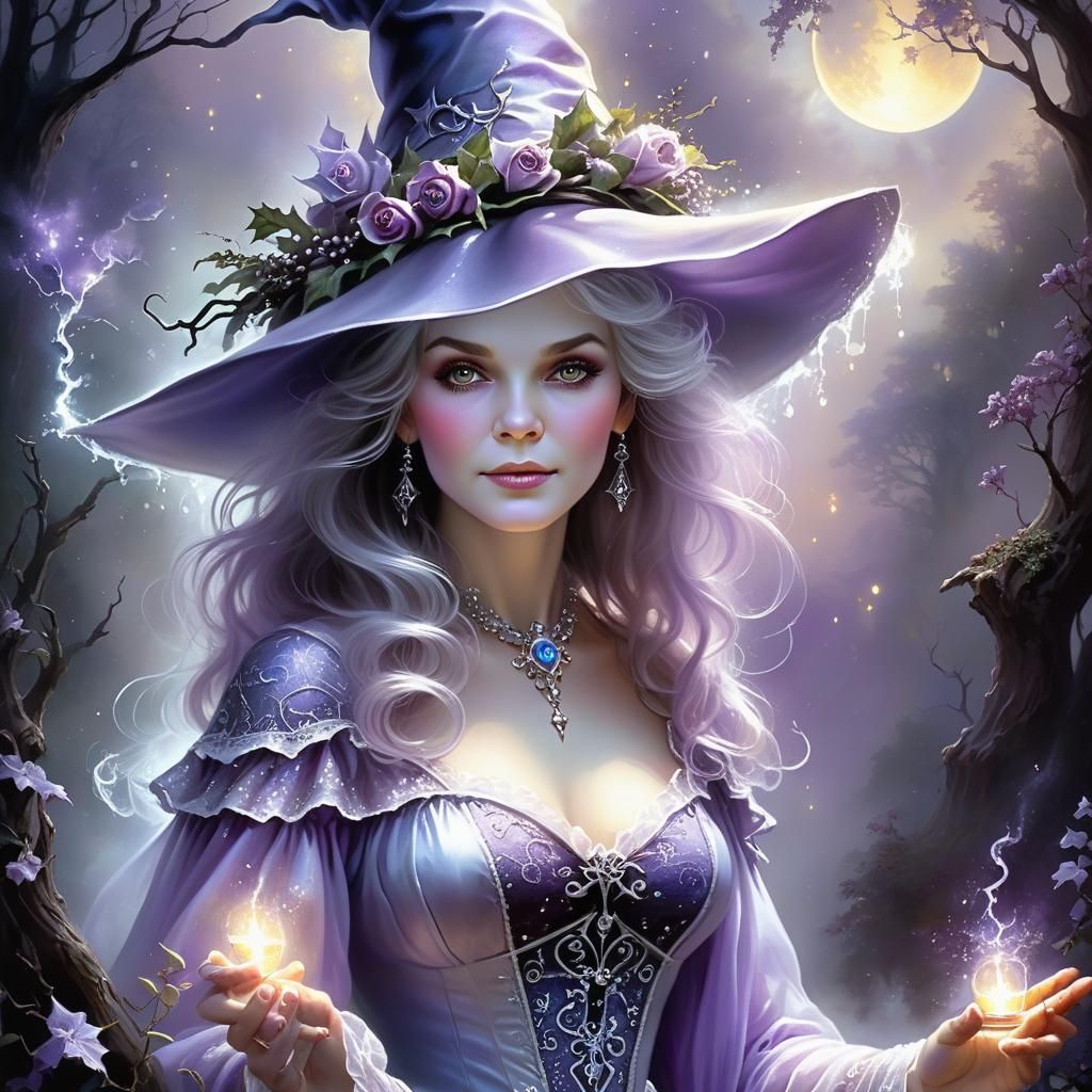 Luminescent Witch Portrait in Ethereal Fantasy Style