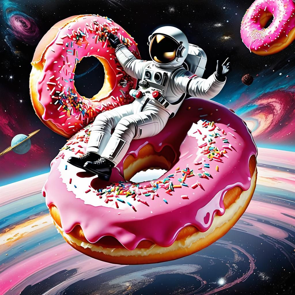 Donut Astronaut in Space: Retrofuturistic Comic Art