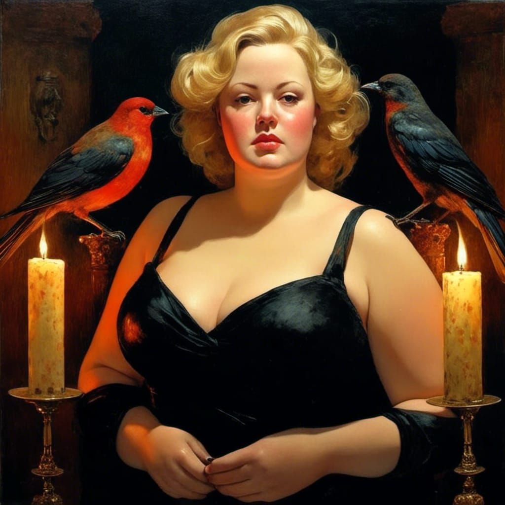 Seductive Plus Size Woman in Horror Setting
