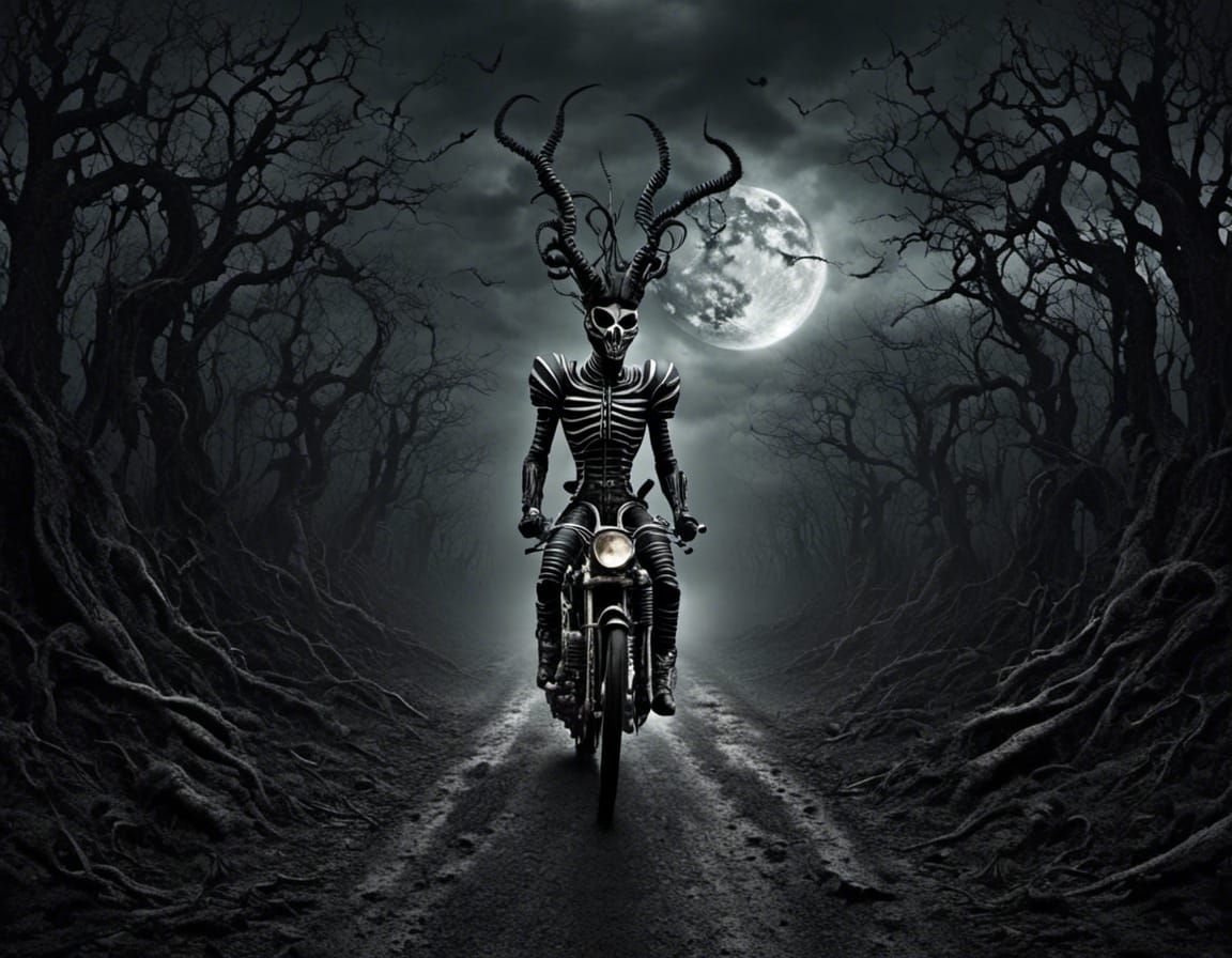 Eerie Road Through Creepy Forest in Horrorcore Style