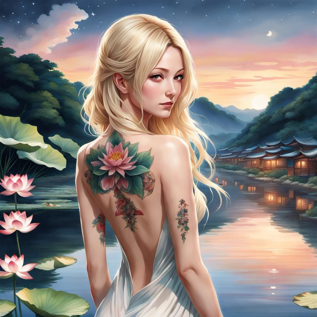 Lotus Tattoo Anime Art Book Cover