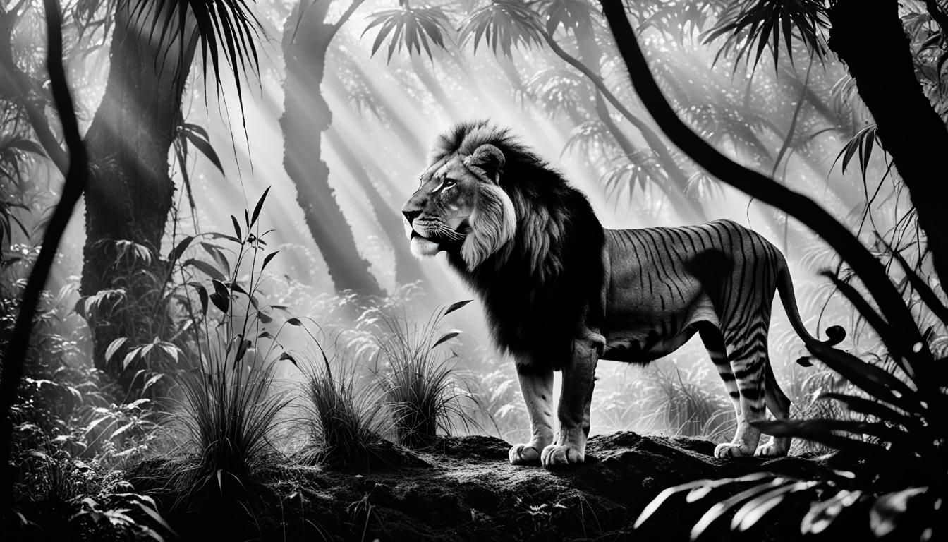 Stealthy Lion in Dense Jungle, Wildlife Photography
