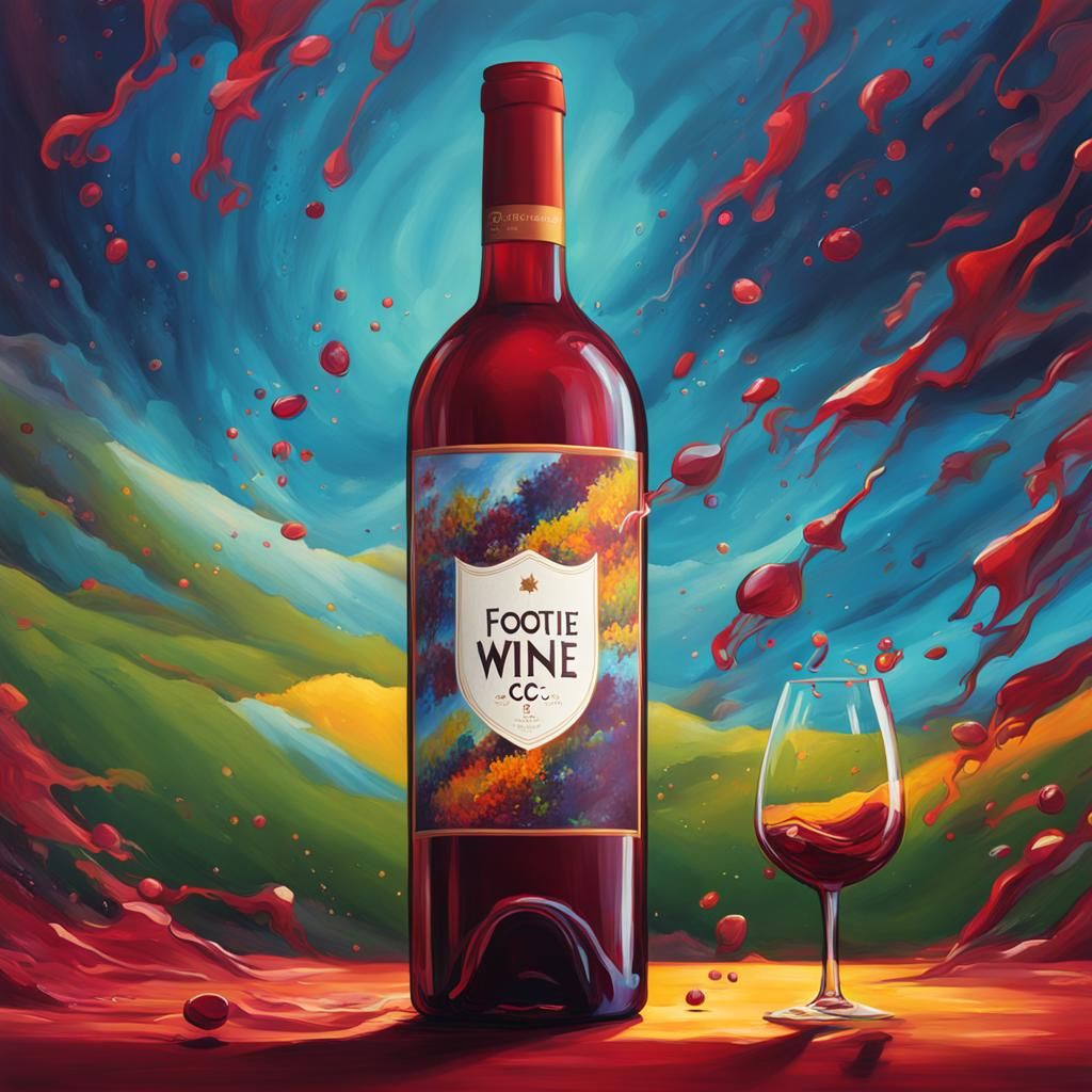 Hyperrealistic Wine Bottle Splash Art