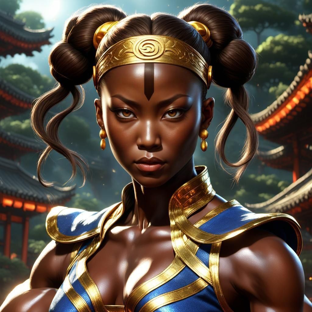 Chun Li as Shaolin Warrior in Street Art Style