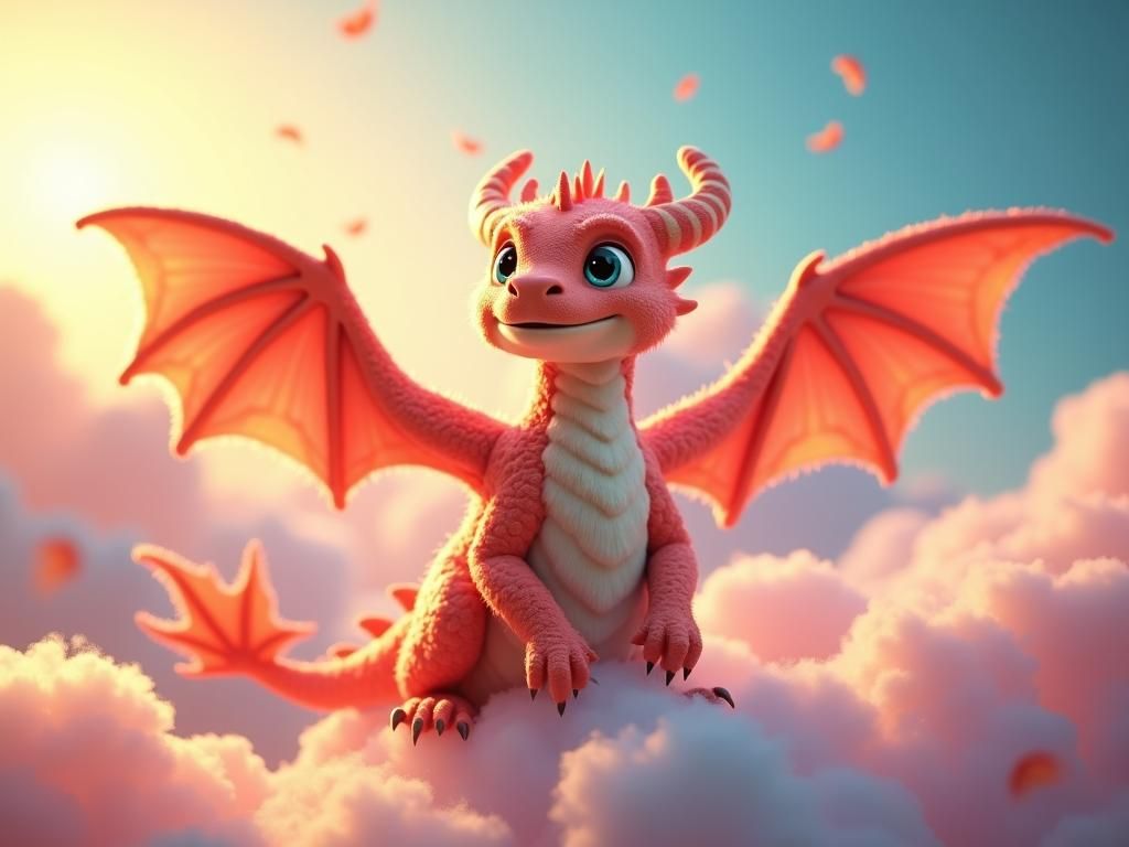 Colorful Dragonfluffy Flies in Dreamworld: 3D Digital Art