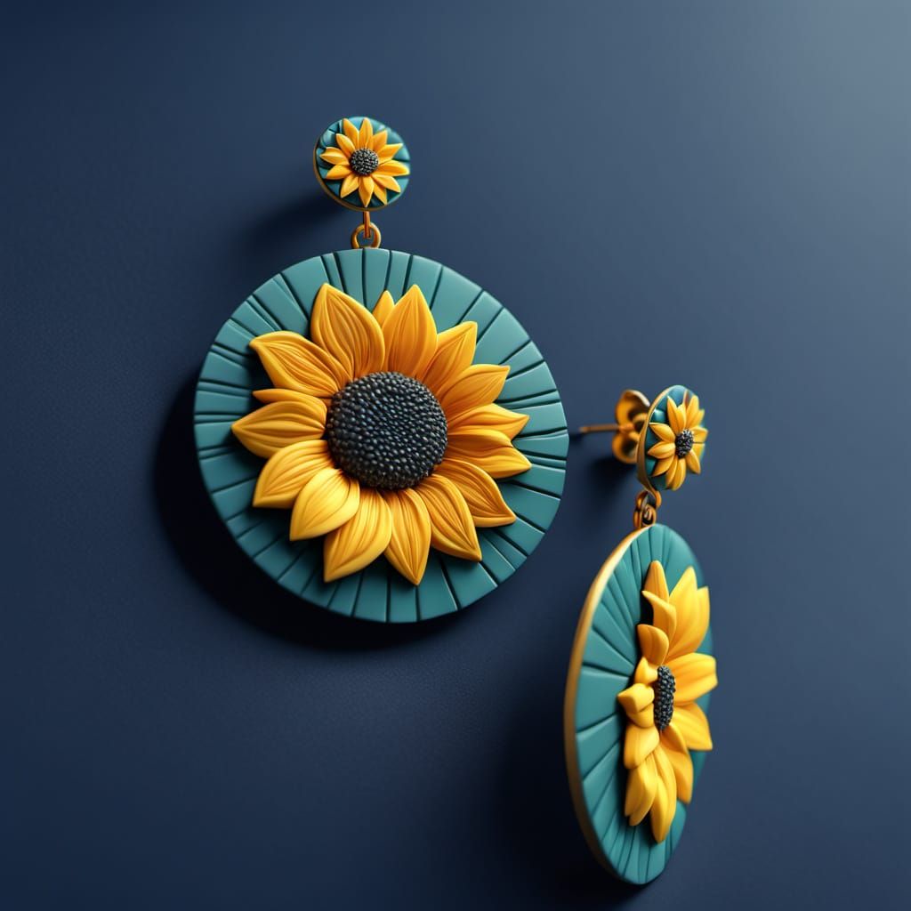 Hyper-Realistic Polymer Clay Earring in Dark Blue-Green