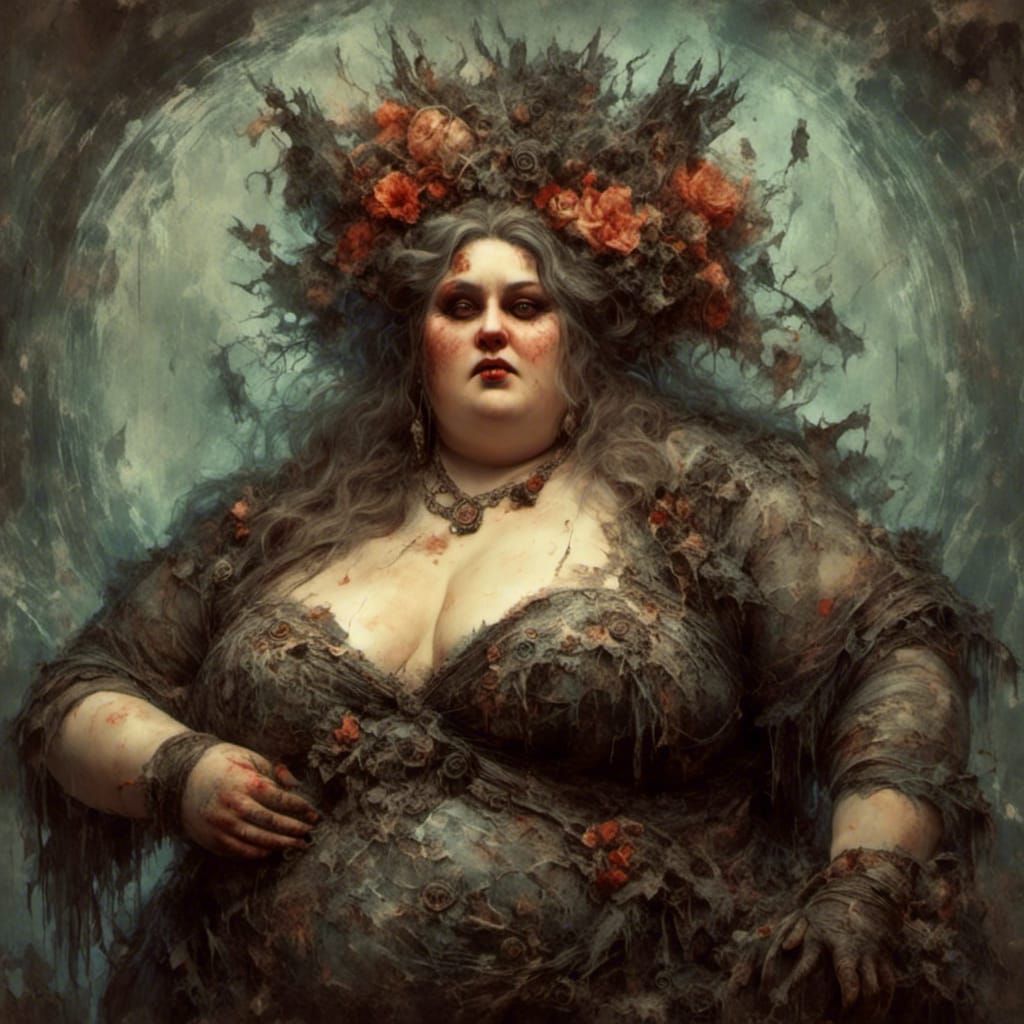 SSBBW Portrait in Alphonse Mucha Style