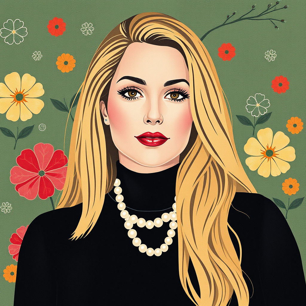 Whimsical Paper Collage Portrait of Woman