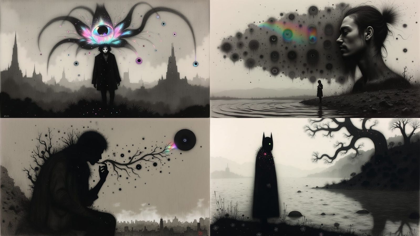 Surreal Charcoal Hologram Depicts Courage in the Shadows