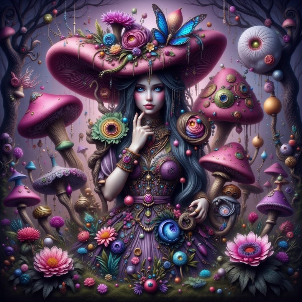 Gothic Alice in Wonderland Mushroom Scene