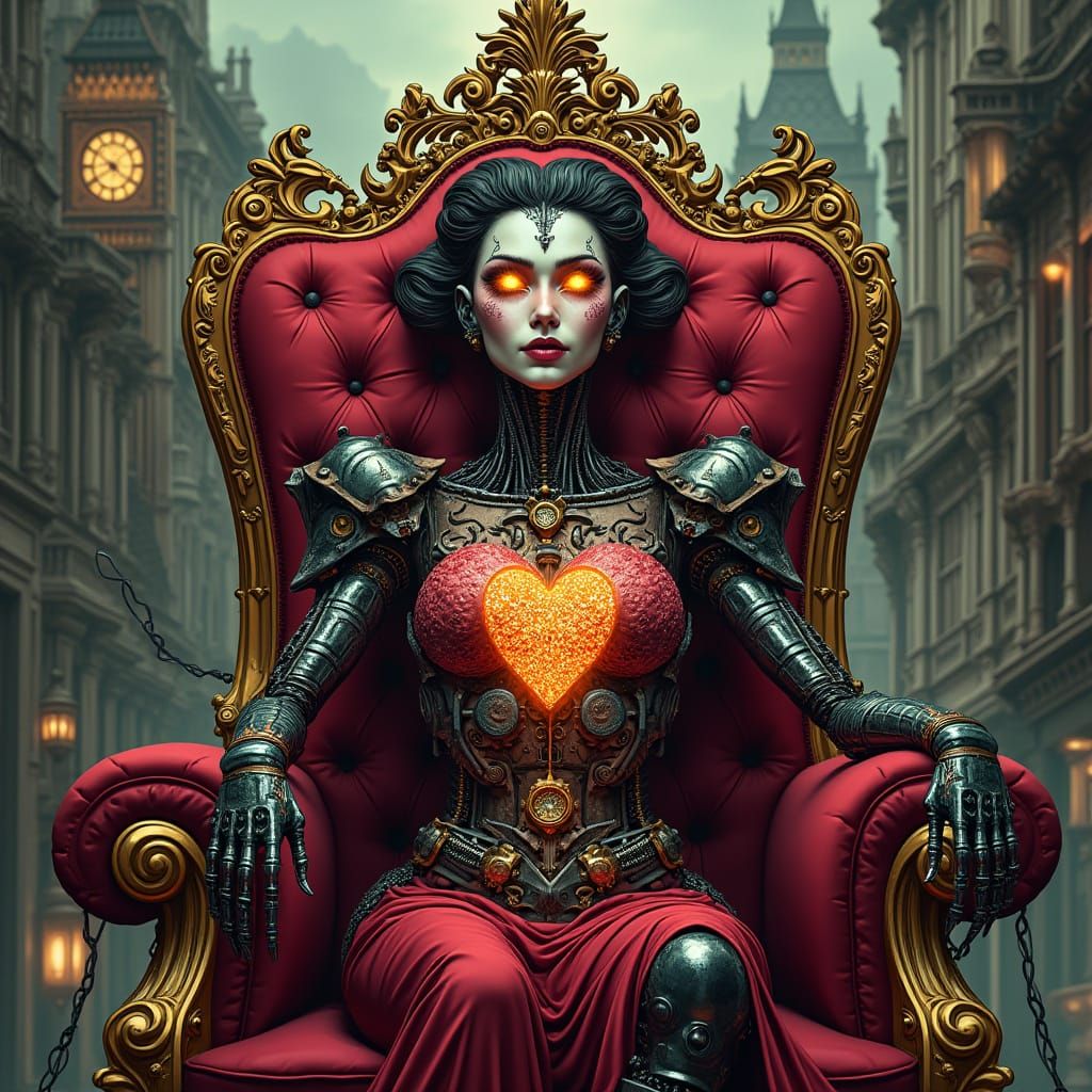Regal Cyborg Empress with Biomechanical Heart