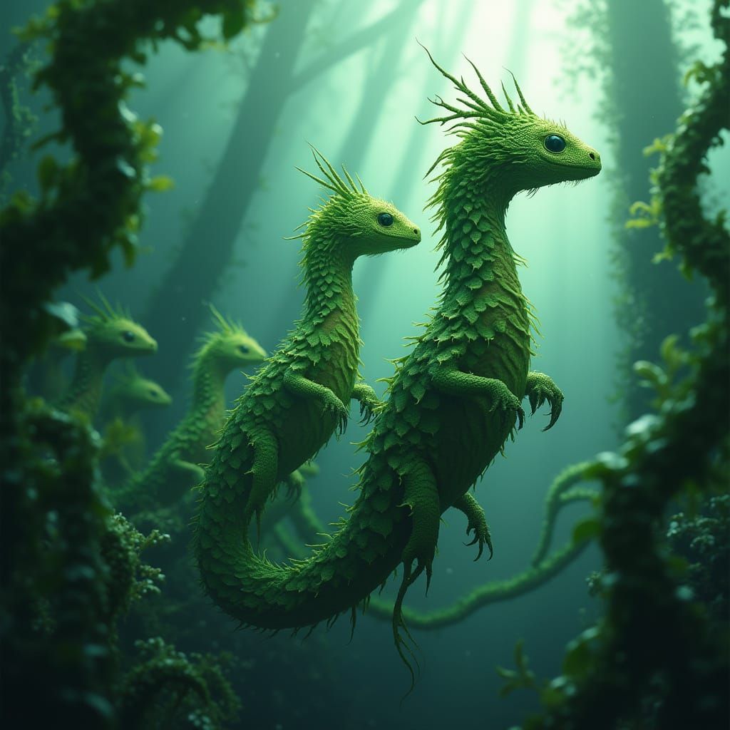 Leafy Seadragons in Kelp Forest