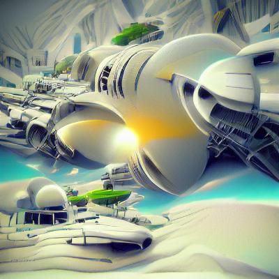 Retro Futuristic Spaceship Concept Art in 3D